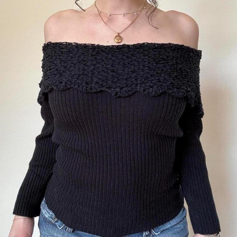 Black Off-Shoulder Sweater